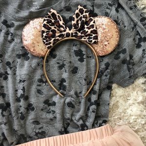 Rose gold and cheetah print Minnie ears